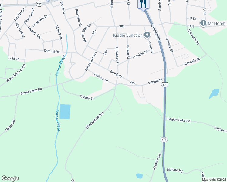 map of restaurants, bars, coffee shops, grocery stores, and more near 590 Elizabeth Street Ext in Honea Path