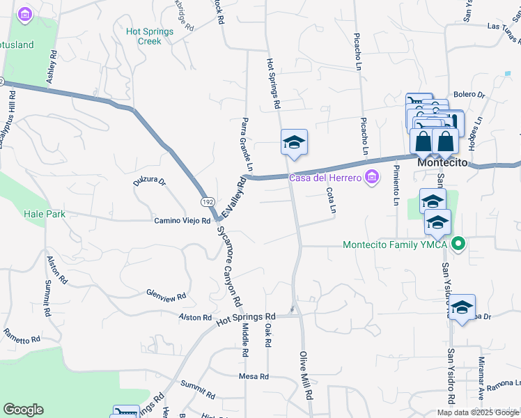 map of restaurants, bars, coffee shops, grocery stores, and more near 465 Hot Springs Road in Montecito