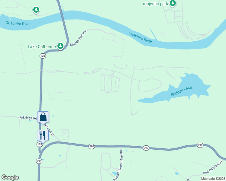 map of restaurants, bars, coffee shops, grocery stores, and more near 198 Gardens Gate Circle in Hot Springs