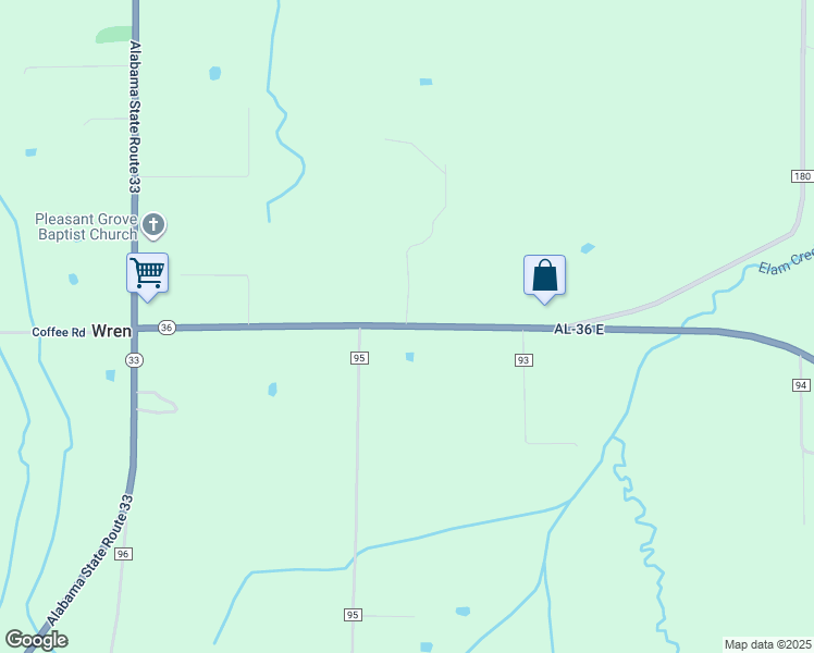 map of restaurants, bars, coffee shops, grocery stores, and more near 610 Alabama 36 in Moulton