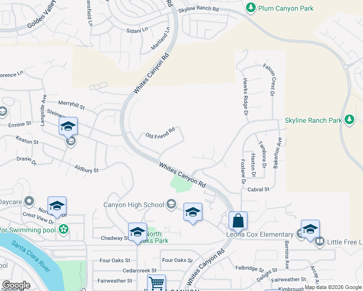 map of restaurants, bars, coffee shops, grocery stores, and more near 28056 Wildwind Road in Santa Clarita