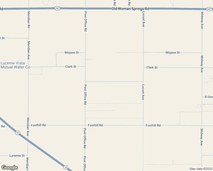 map of restaurants, bars, coffee shops, grocery stores, and more near Valinda Street in Lucerne Valley