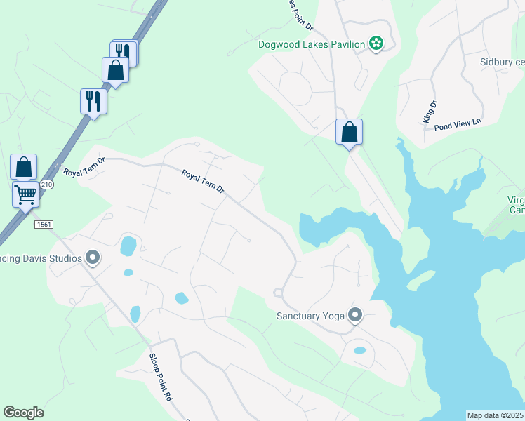 map of restaurants, bars, coffee shops, grocery stores, and more near 761 Royal Tern Drive in Hampstead