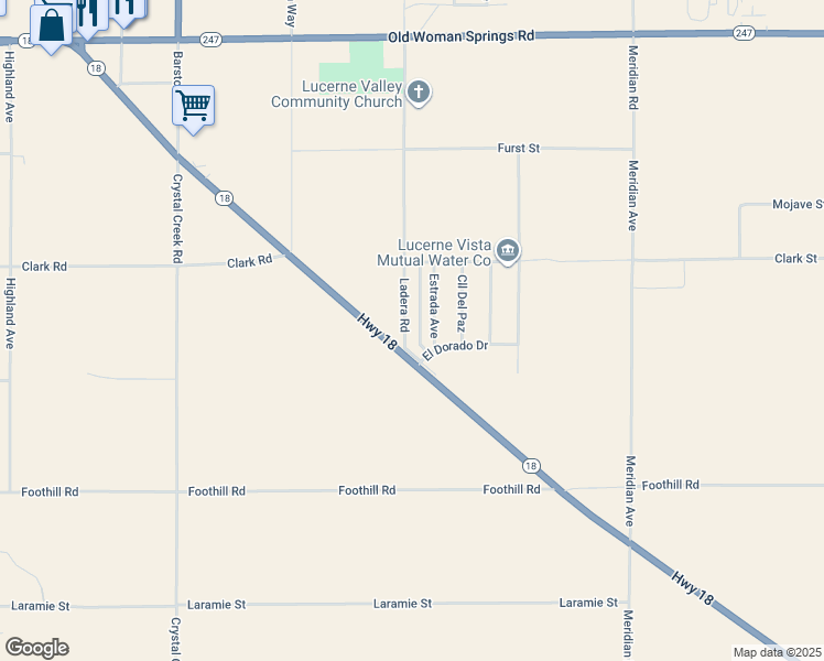 map of restaurants, bars, coffee shops, grocery stores, and more near 9983 Ladera Avenue in Lucerne Valley