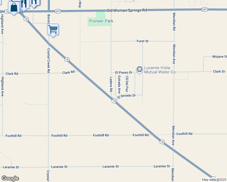 map of restaurants, bars, coffee shops, grocery stores, and more near 9983 Ladera Avenue in Lucerne Valley