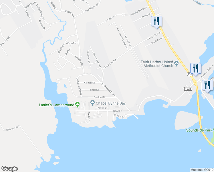 map of restaurants, bars, coffee shops, grocery stores, and more near 807 Driftwood Drive in Hampstead