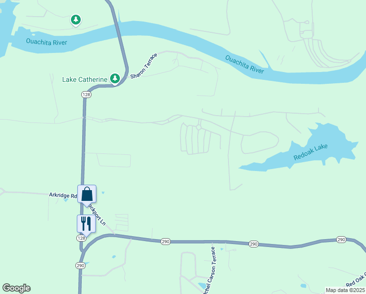 map of restaurants, bars, coffee shops, grocery stores, and more near 183 Gardens Gate Circle in Hot Springs