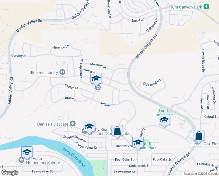 map of restaurants, bars, coffee shops, grocery stores, and more near 28051 Glasser Avenue in Santa Clarita
