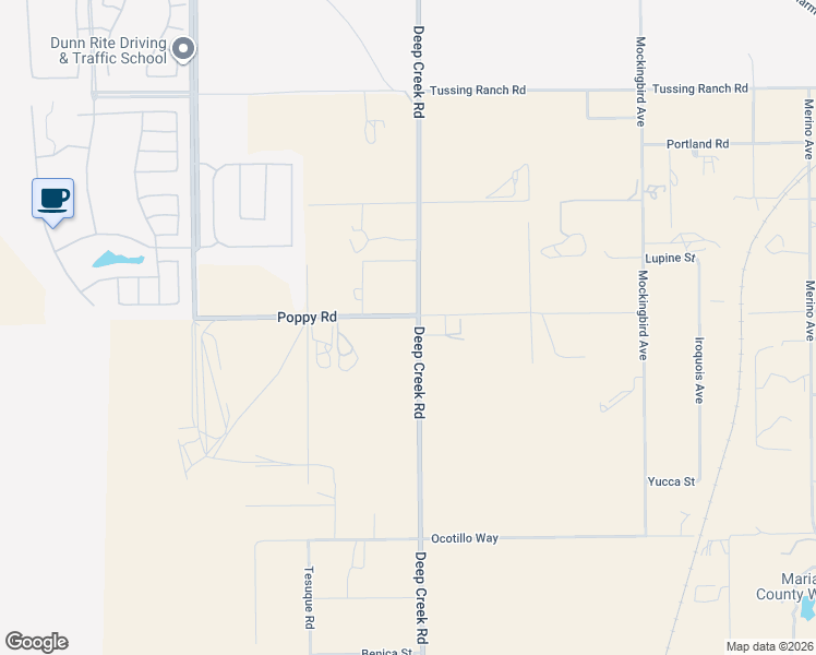 map of restaurants, bars, coffee shops, grocery stores, and more near 10080 Deep Creek Road in Apple Valley