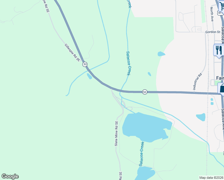 map of restaurants, bars, coffee shops, grocery stores, and more near Fairmount Highway Southeast in Fairmount