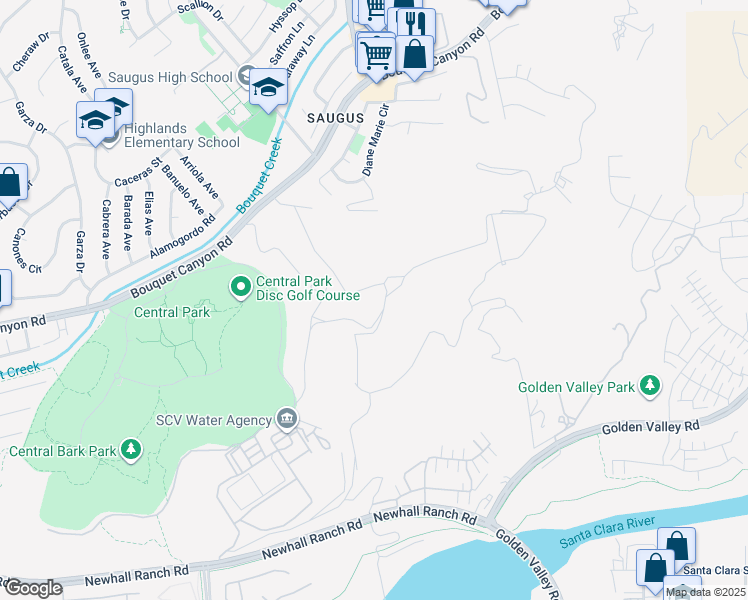 map of restaurants, bars, coffee shops, grocery stores, and more near in Santa Clarita