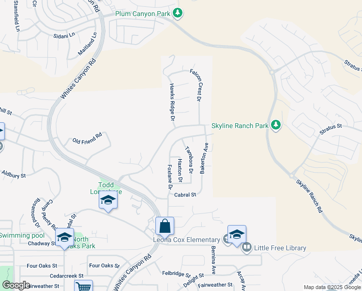 map of restaurants, bars, coffee shops, grocery stores, and more near 28229 Tambora Drive in Santa Clarita