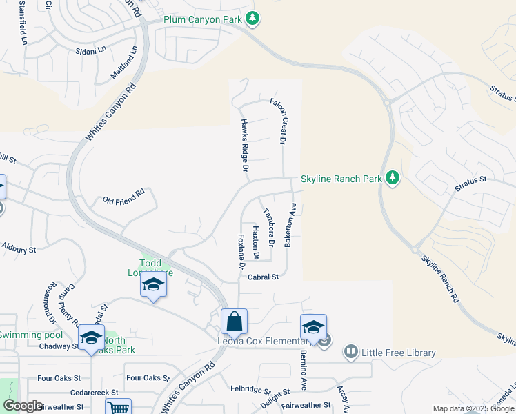 map of restaurants, bars, coffee shops, grocery stores, and more near 28229 Tambora Drive in Santa Clarita