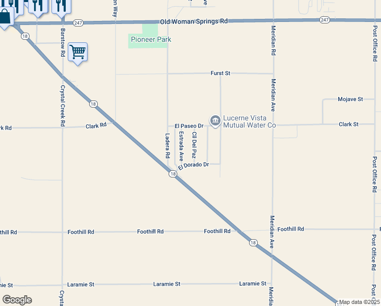 map of restaurants, bars, coffee shops, grocery stores, and more near 10000 Calle Del Paz in Lucerne Valley