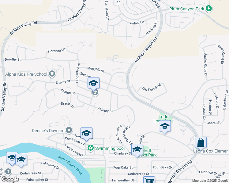 map of restaurants, bars, coffee shops, grocery stores, and more near 19619 Ermine Street in Santa Clarita