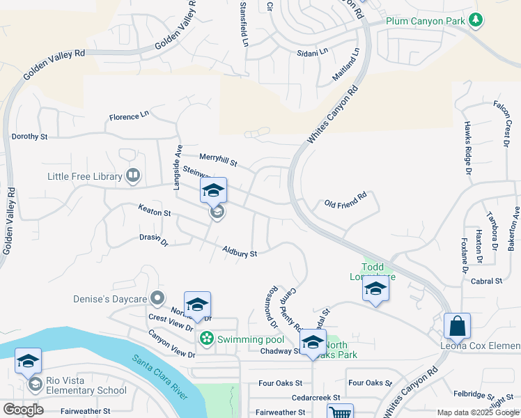 map of restaurants, bars, coffee shops, grocery stores, and more near 19619 Ermine Street in Santa Clarita