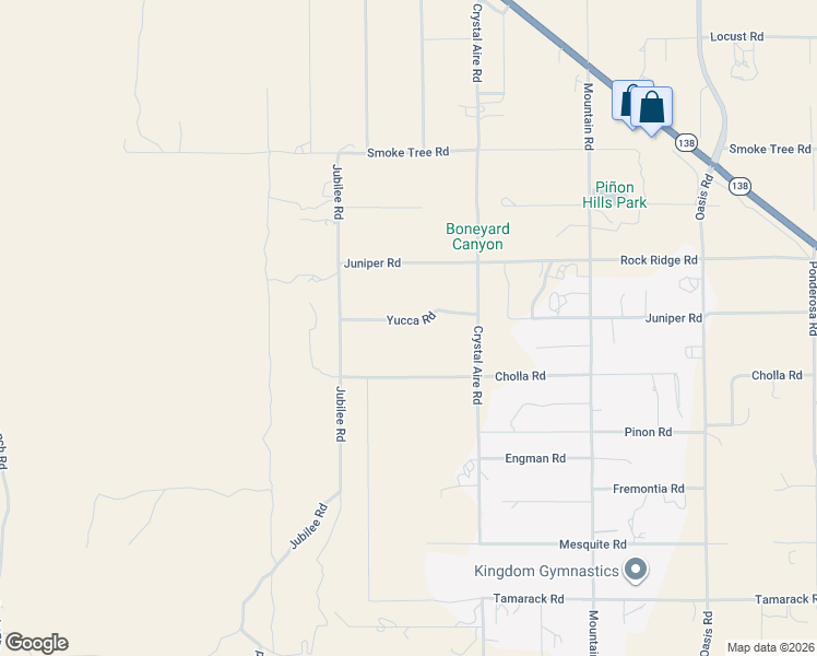map of restaurants, bars, coffee shops, grocery stores, and more near 385 Yucca Road in Pinon Hills