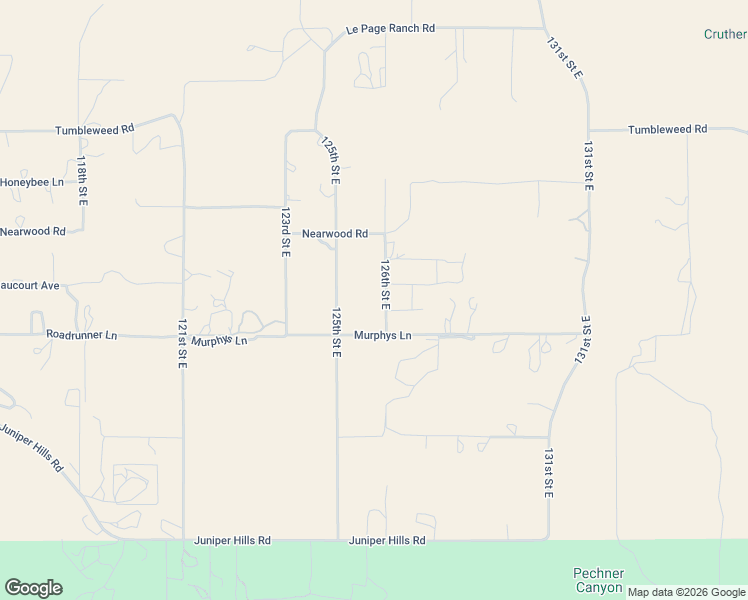 map of restaurants, bars, coffee shops, grocery stores, and more near 126th Street East in Pearblossom