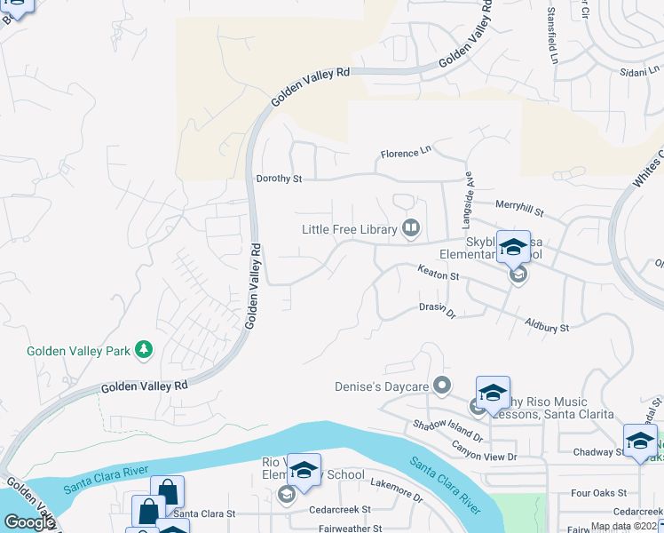 map of restaurants, bars, coffee shops, grocery stores, and more near 20329 Highpoint Place in Santa Clarita