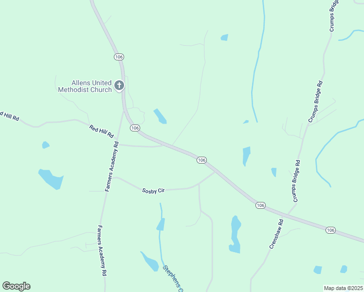 map of restaurants, bars, coffee shops, grocery stores, and more near 15140 Georgia 106 in Carnesville