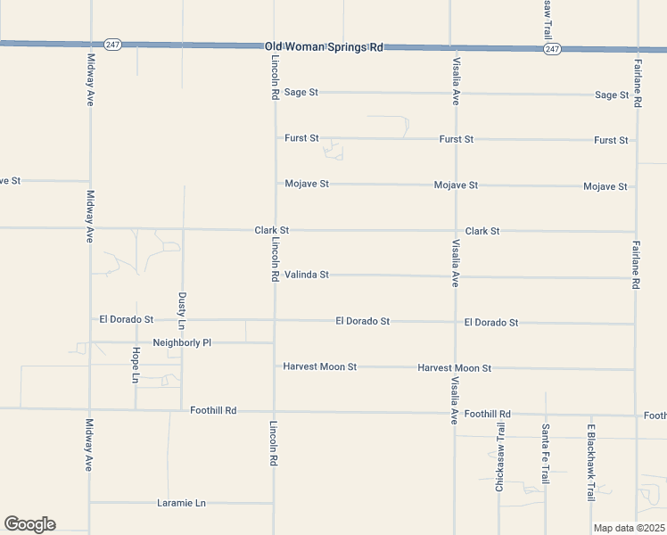 map of restaurants, bars, coffee shops, grocery stores, and more near Valinda Street in Lucerne Valley