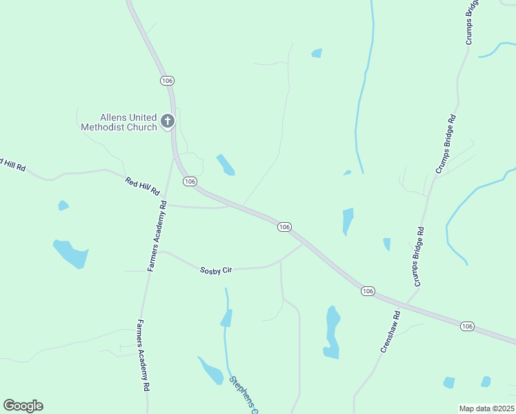 map of restaurants, bars, coffee shops, grocery stores, and more near 15140 Georgia 106 in Carnesville