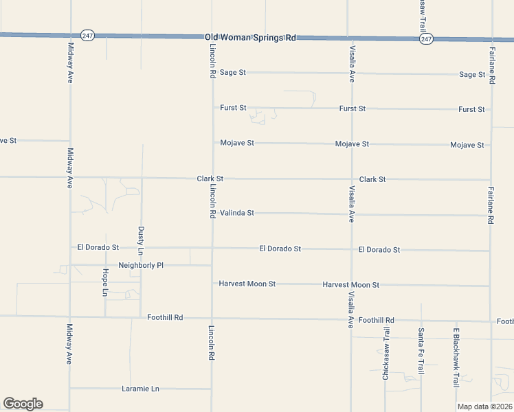 map of restaurants, bars, coffee shops, grocery stores, and more near Valinda Street in Lucerne Valley