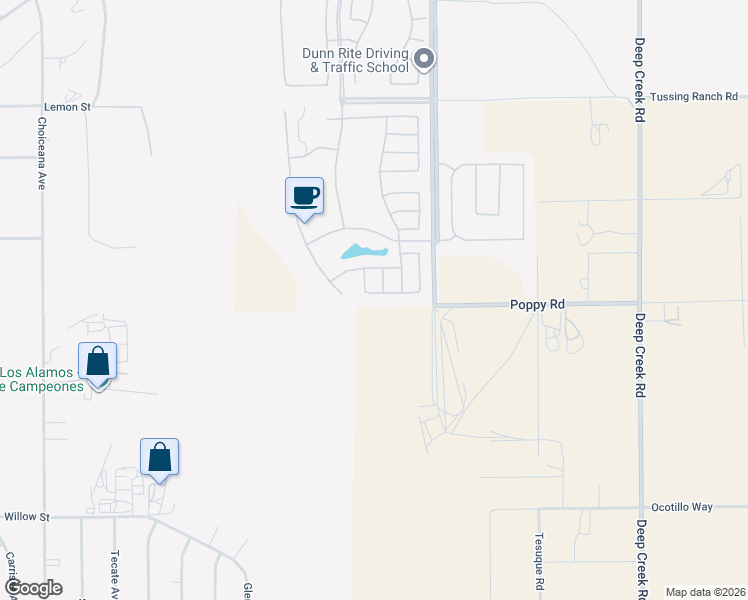 map of restaurants, bars, coffee shops, grocery stores, and more near 19453 Maple Creek Road in Apple Valley