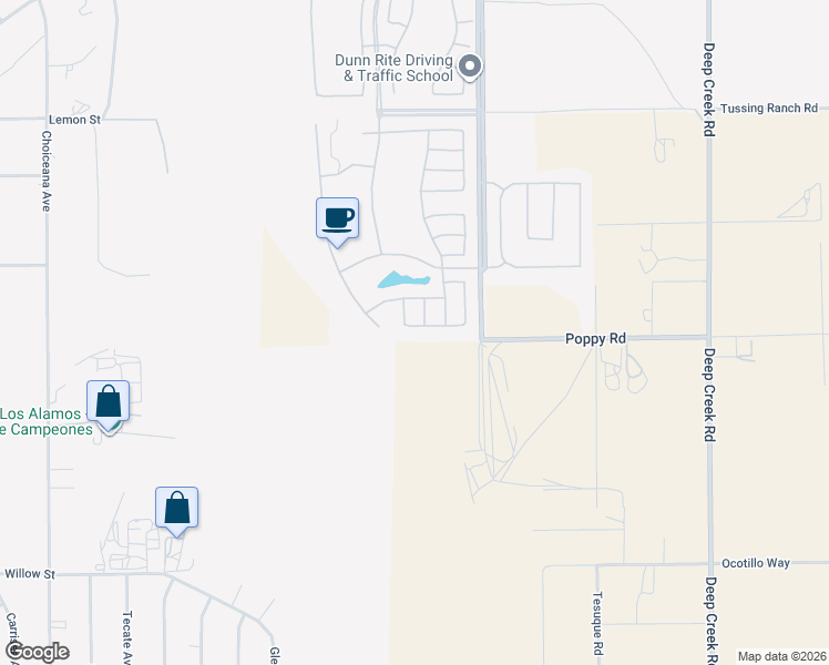 map of restaurants, bars, coffee shops, grocery stores, and more near 19453 Maple Creek Road in Apple Valley
