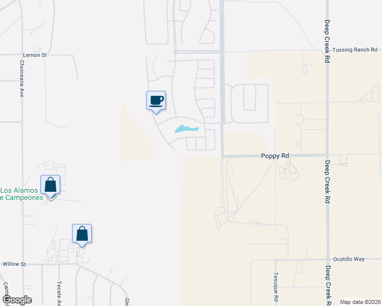 map of restaurants, bars, coffee shops, grocery stores, and more near 19453 Maple Creek Road in Apple Valley