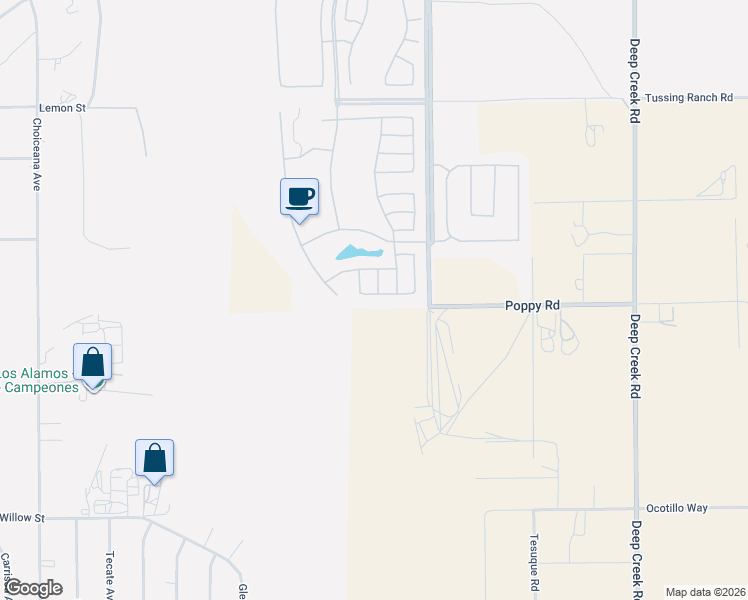 map of restaurants, bars, coffee shops, grocery stores, and more near 19459 Maple Creek Road in Apple Valley