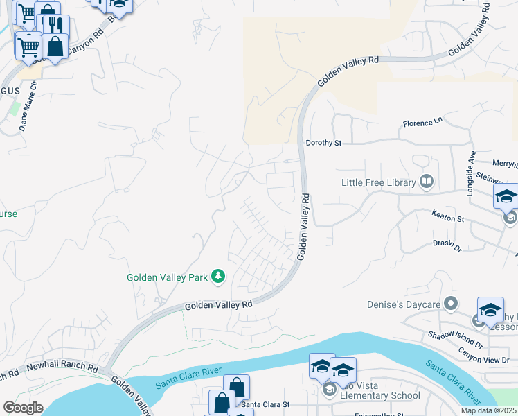 map of restaurants, bars, coffee shops, grocery stores, and more near 27488 Ginger Court in Santa Clarita