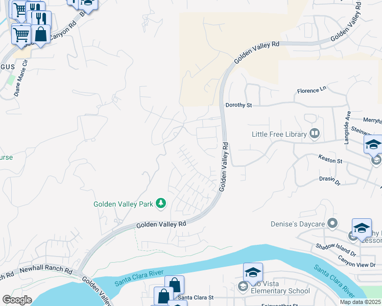 map of restaurants, bars, coffee shops, grocery stores, and more near 27488 Ginger Court in Santa Clarita