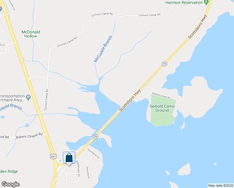 map of restaurants, bars, coffee shops, grocery stores, and more near 150 Newman Estate Road in Guntersville