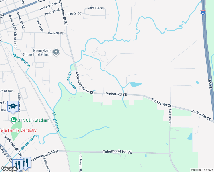 map of restaurants, bars, coffee shops, grocery stores, and more near 900 Celia Drive Southeast in Hartselle