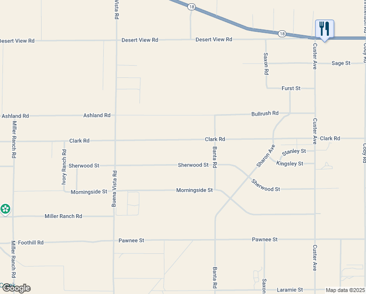 map of restaurants, bars, coffee shops, grocery stores, and more near Clark Road in Lucerne Valley