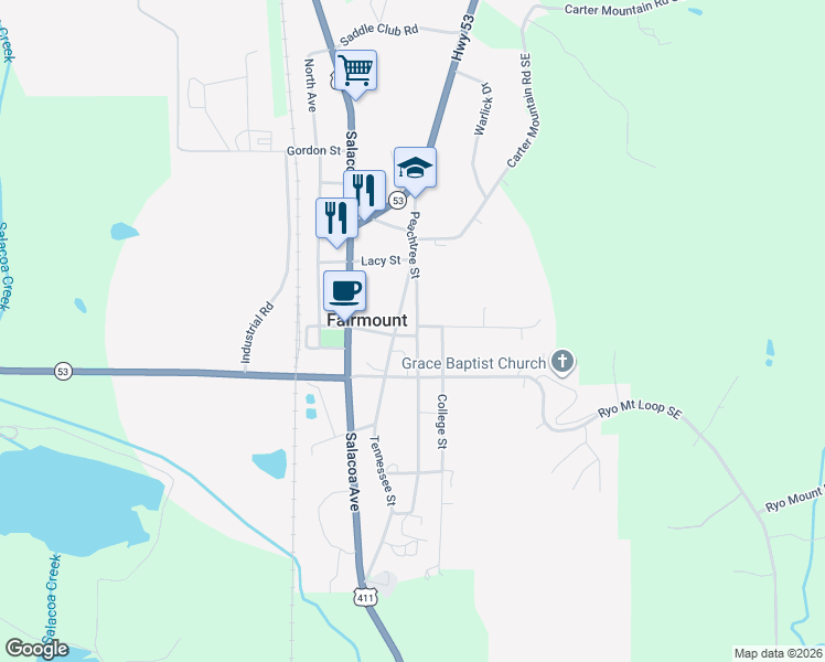 map of restaurants, bars, coffee shops, grocery stores, and more near 284 Peachtree Street in Fairmount