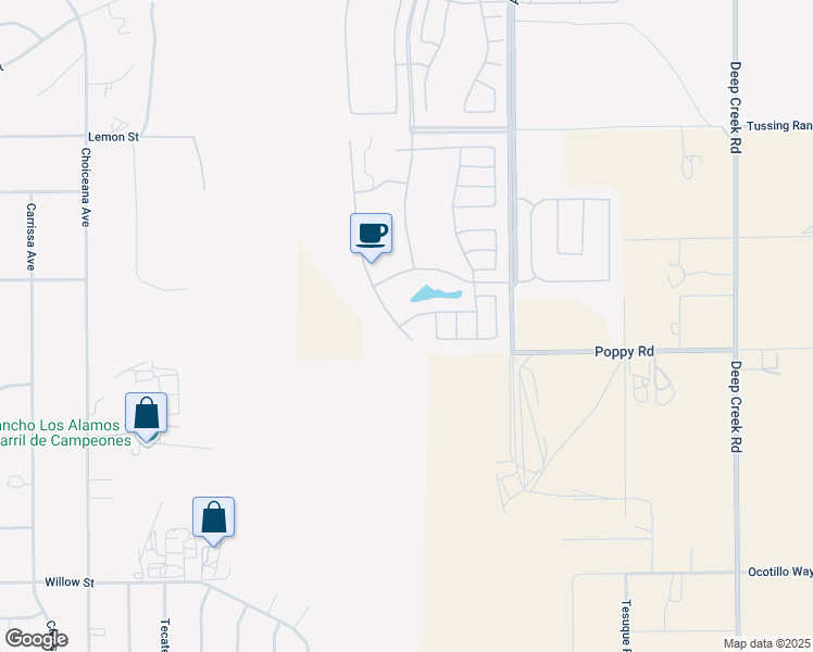map of restaurants, bars, coffee shops, grocery stores, and more near 10226 Darby Road in Apple Valley