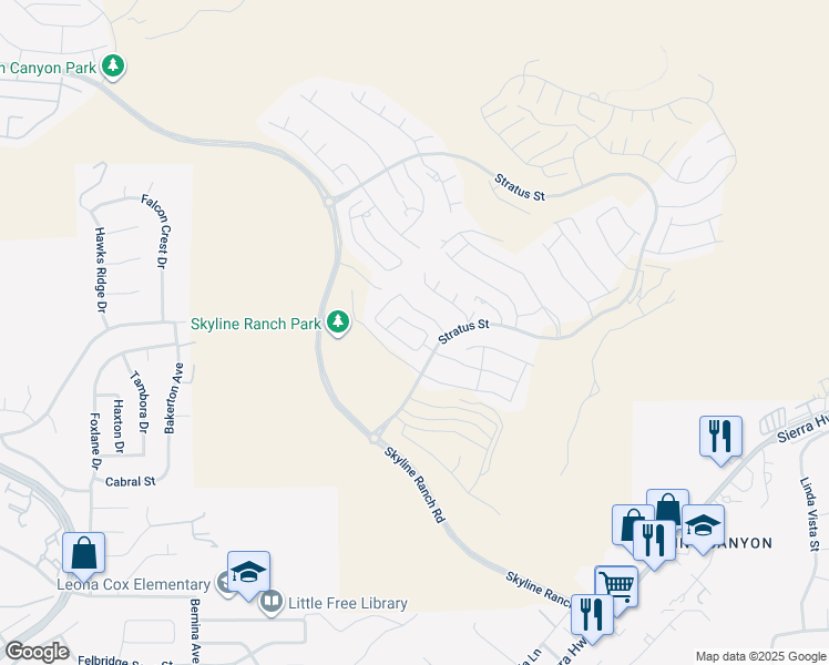 map of restaurants, bars, coffee shops, grocery stores, and more near 18126 Jupiter Lane in Santa Clarita