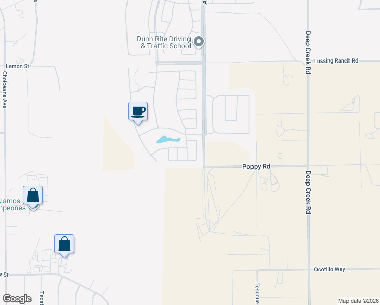 map of restaurants, bars, coffee shops, grocery stores, and more near 10065 Wilmington Lane in Apple Valley