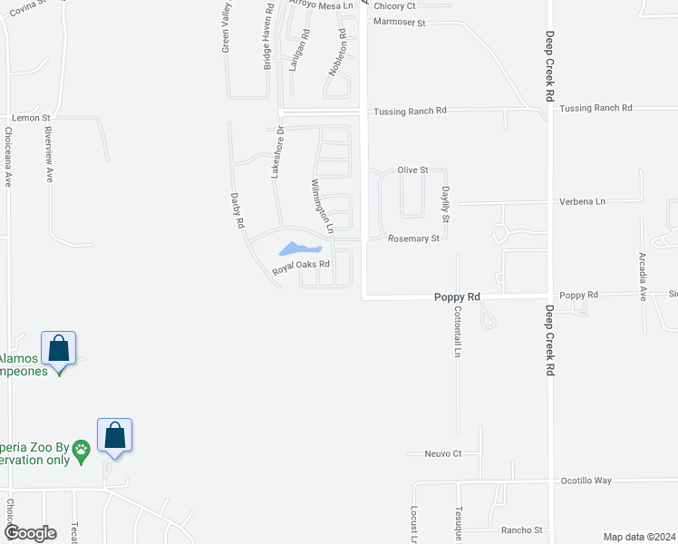 map of restaurants, bars, coffee shops, grocery stores, and more near 10065 Wilmington Lane in Apple Valley