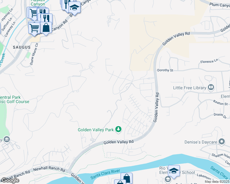 map of restaurants, bars, coffee shops, grocery stores, and more near 27606 Skylark Lane in Santa Clarita