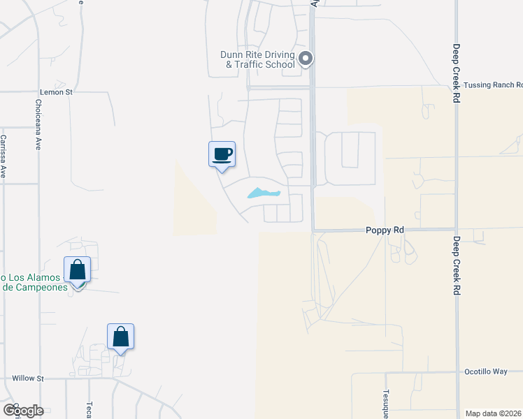 map of restaurants, bars, coffee shops, grocery stores, and more near 10018 Peachtree Road in Apple Valley
