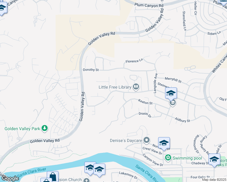 map of restaurants, bars, coffee shops, grocery stores, and more near 20313 Highpoint Place in Santa Clarita