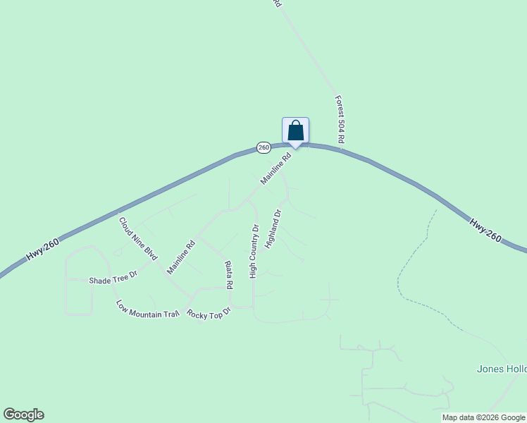 map of restaurants, bars, coffee shops, grocery stores, and more near 3461 High Country Drive in Navajo County