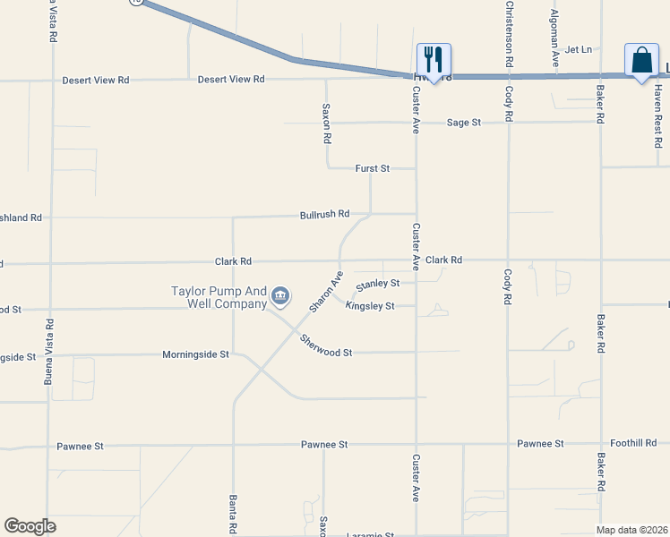 map of restaurants, bars, coffee shops, grocery stores, and more near 10030 Kingsley Street in Lucerne Valley