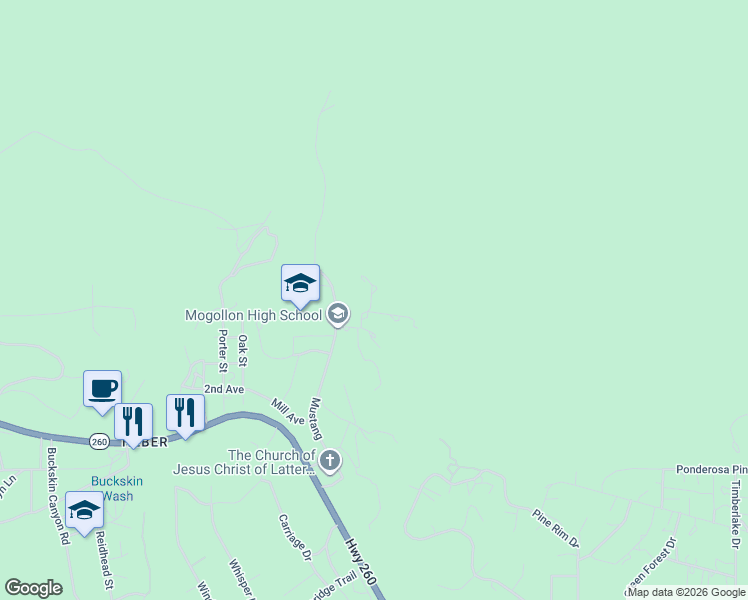 map of restaurants, bars, coffee shops, grocery stores, and more near 1891 Bigler Lane in Navajo County