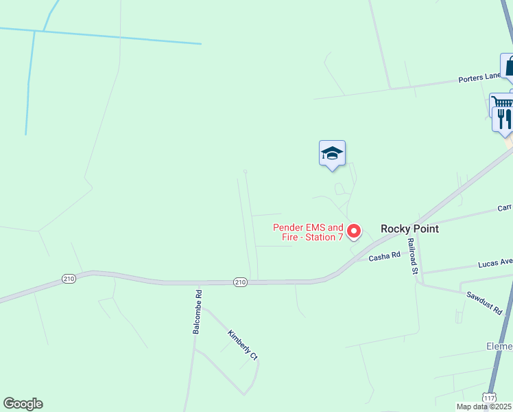 map of restaurants, bars, coffee shops, grocery stores, and more near 280 Juniper Road in Rocky Point