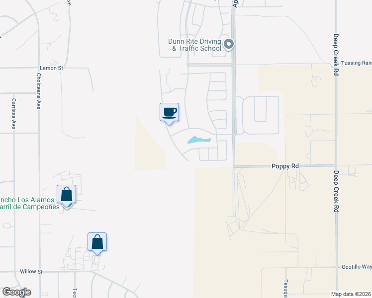 map of restaurants, bars, coffee shops, grocery stores, and more near 19413 Verbena Street in Apple Valley
