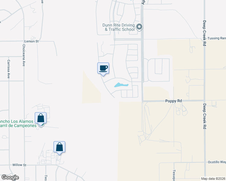map of restaurants, bars, coffee shops, grocery stores, and more near 19413 Verbena Street in Apple Valley